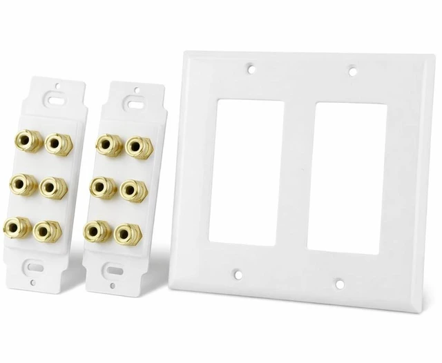Alt view image 7 of 7 - 6 Speaker Wall Plate with Gold Plated Binding Posts