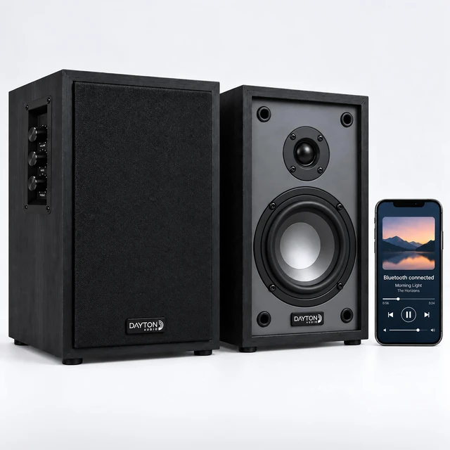 Main image of Classic B40A Powered Bluetooth Bookshelf Speaker Pair Black 1" Silk Dome Tweeter & 4" Woofer, Dolby Atmos & DTS:X Compatible, Bluetooth, True Hi-Fi Crossover Network