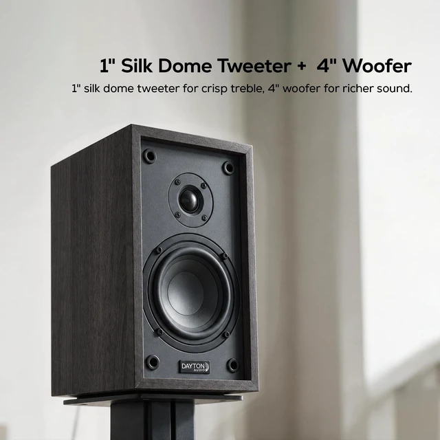 Alt view image 4 of 7 - Classic B40A Powered Bluetooth Bookshelf Speaker Pair Black 1" Silk Dome Tweeter & 4" Woofer, Dolby Atmos & DTS:X Compatible, Bluetooth, True Hi-Fi Crossover Network