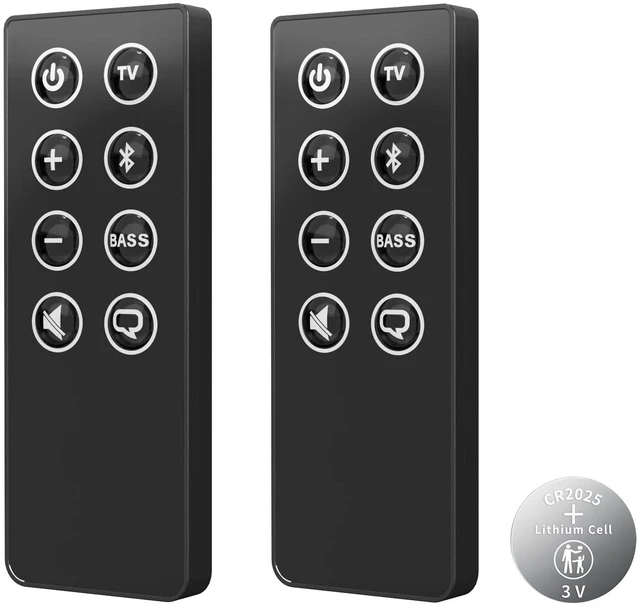 Main image of 2PCS Replacement Remote Control for Bose Solo 5 10 15 Sound Bar, Compatible with Bose Solo 5 10 15 Series II TV Sound System 410376 418775 431974 845194 740928-1120 838309-1100 with CR2025 Battery