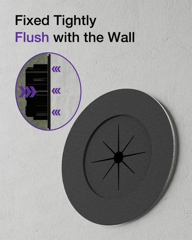 Alt view image 3 of 7 - 3 Cutout Cord Hider, Fits up to 8 HDMI Cables, Black, 2-Pack Hole Saw Attachment Included Locking Brackets for Drywall Flexible TPE Insert Paintable to Match Your Wall