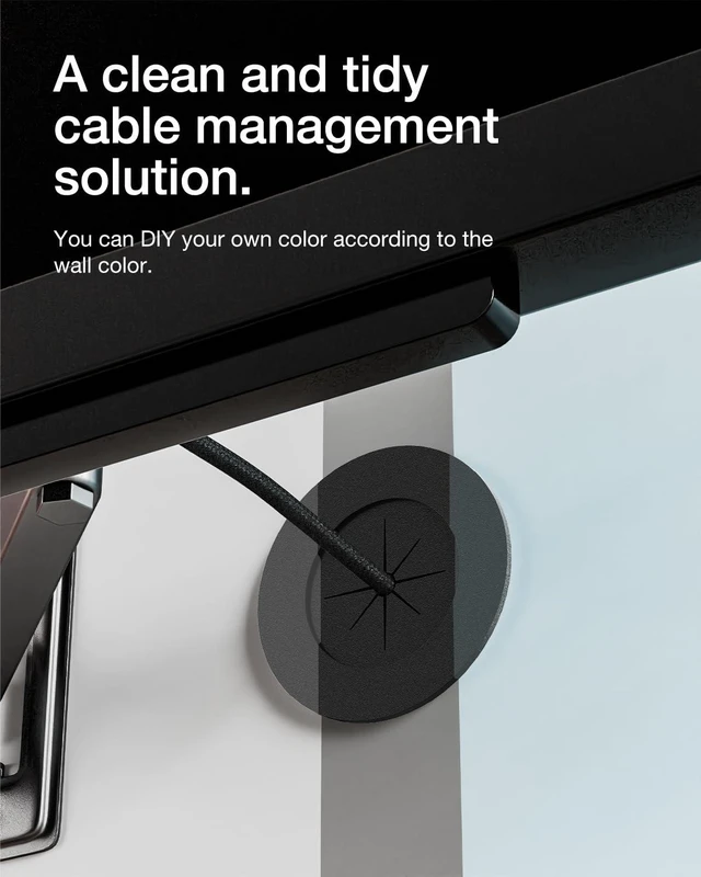 Alt view image 4 of 7 - 3 Cutout Cord Hider, Fits up to 8 HDMI Cables, Black, 2-Pack Hole Saw Attachment Included Locking Brackets for Drywall Flexible TPE Insert Paintable to Match Your Wall