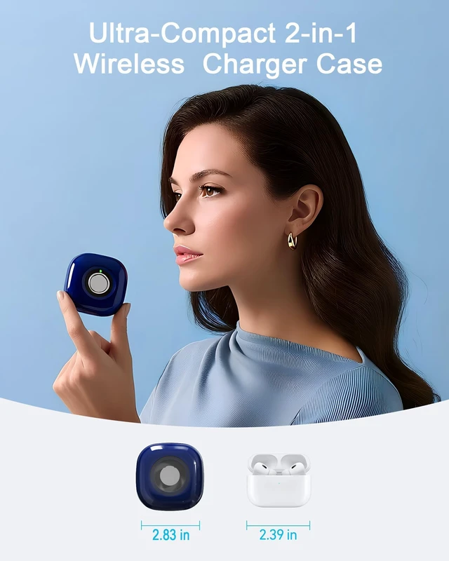 Alt view image 3 of 7 - Portable Charging Case for Oura Ring Gen 4/5 Dock, 10 Charges, Blue Pocket-Sized Travel Holder Case (Sizes 615), 1-Hour USB-C Recharge, Clear LED Window, Magnetic Snap-Lock Dock Excluded