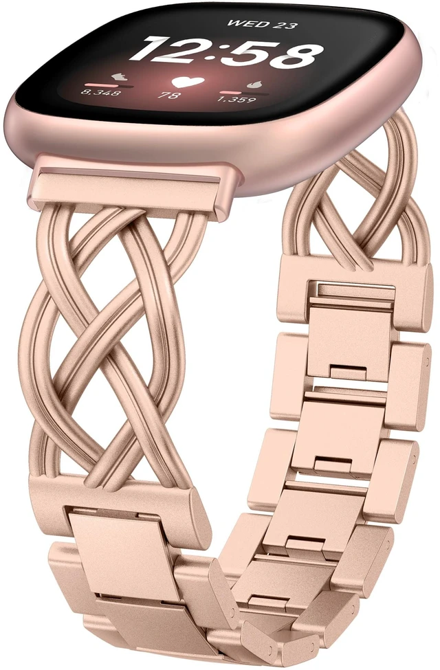 Main image of Metal Band Compatible with Fitbit Versa 4/Versa 3/Sense 2/Sense Bands Women, Celtic Stainless Steel Strap Dressy Bracelet Designer Pretty Wristband