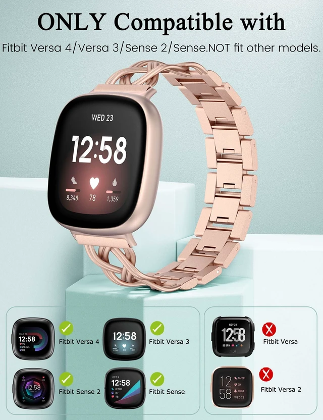 Alt view image 5 of 6 - Metal Band Compatible with Fitbit Versa 4/Versa 3/Sense 2/Sense Bands Women, Celtic Stainless Steel Strap Dressy Bracelet Designer Pretty Wristband