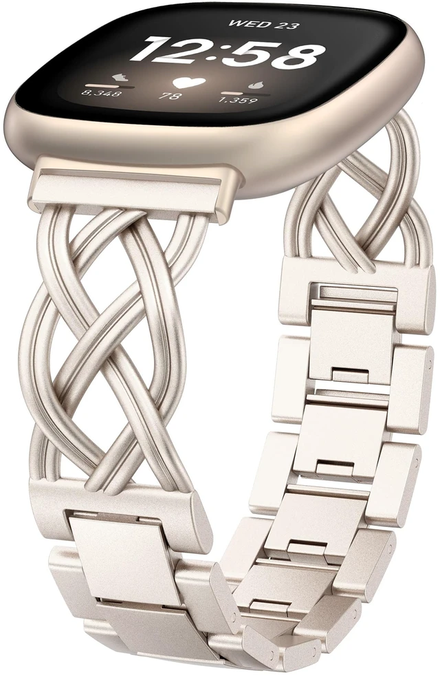 Main image of Metal Band Compatible with Fitbit Versa 4/Versa 3/Sense 2/Sense Bands Women, Celtic Stainless Steel Strap Dressy Bracelet Designer Pretty Wristband