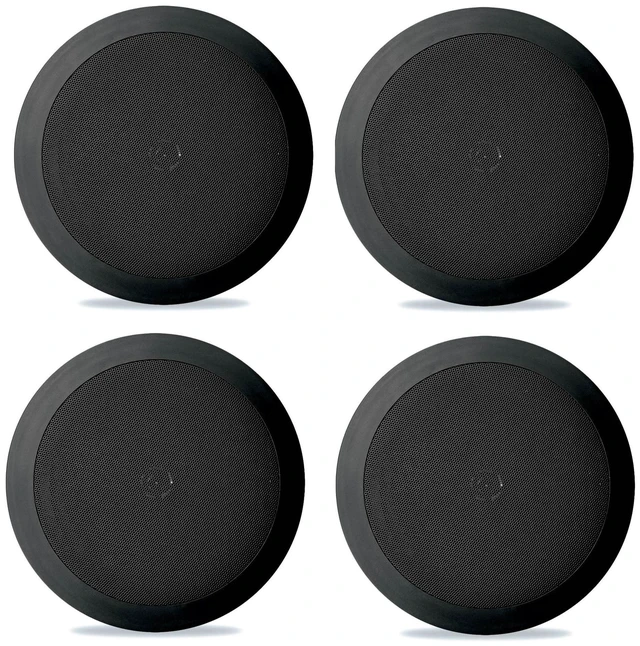 Main image of PDIC81RDBK 8" 250W Flush-Mount Ceiling/Wall Speakers, Black, 2 Pairs With 2-Way Stereo Sound, 1/2" Polymer Dome Tweeters, 1" High-Temp Voice Coils & 4-8 Ohm Impedance