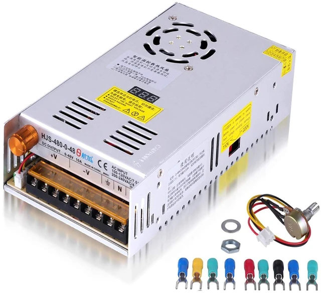 Main image of 12V Power Supply 480W 10A, AC to DC Converter with Digital Display 480W AC 110V-220V to DC 0-48V Power Supply, Equipped with Digital Display and Builtin Cooling Fan for Electronic Equipment
