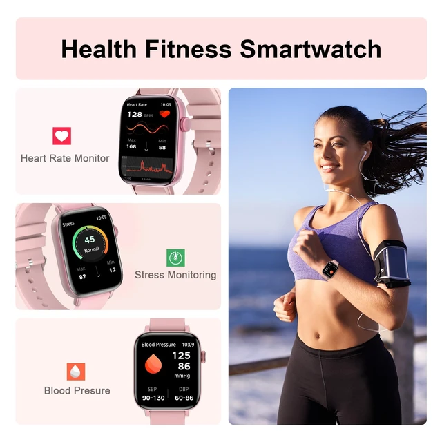 Alt view image 3 of 7 - Smart Watch for Android iPhone-Call Receive/Dial/Read Message/AI Control-1.9" HD Screen-IP67 Waterproof Fitness Smartwatch-Blood Pressure/Heart Rate/SpO2/Sleep Monitor (Light Pink)