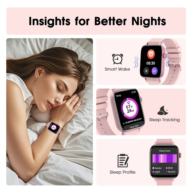 Alt view image 4 of 7 - Smart Watch for Android iPhone-Call Receive/Dial/Read Message/AI Control-1.9" HD Screen-IP67 Waterproof Fitness Smartwatch-Blood Pressure/Heart Rate/SpO2/Sleep Monitor (Light Pink)