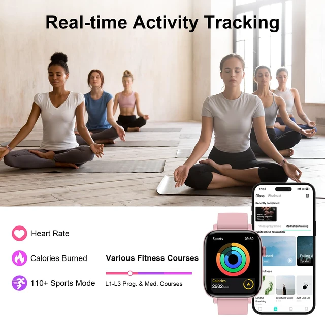 Alt view image 5 of 7 - Smart Watch for Android iPhone-Call Receive/Dial/Read Message/AI Control-1.9" HD Screen-IP67 Waterproof Fitness Smartwatch-Blood Pressure/Heart Rate/SpO2/Sleep Monitor (Light Pink)