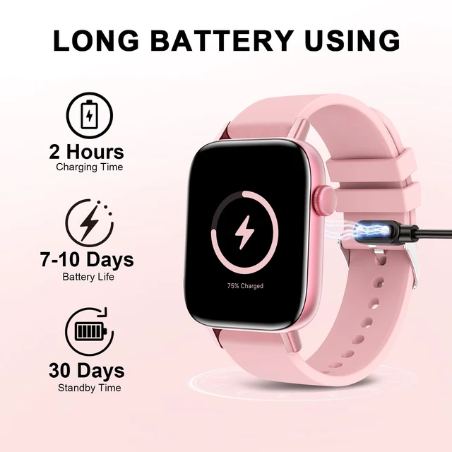 Alt view image 7 of 7 - Smart Watch for Android iPhone-Call Receive/Dial/Read Message/AI Control-1.9" HD Screen-IP67 Waterproof Fitness Smartwatch-Blood Pressure/Heart Rate/SpO2/Sleep Monitor (Light Pink)