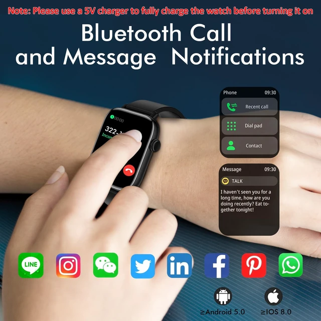 Alt view image 2 of 7 - Smart Watch for Android iPhone, 1.9" Fitness Tracker with (Answer/Make Calls) IP 67 Waterproof Sport Digital Watches, Blood Pressure Heart Rate Monitor Step Counter Sleep Tracker