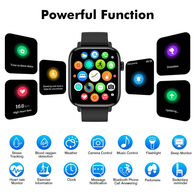 Alt view image 4 of 7 - Smart Watch for Android iPhone, 1.9" Fitness Tracker with (Answer/Make Calls) IP 67 Waterproof Sport Digital Watches, Blood Pressure Heart Rate Monitor Step Counter Sleep Tracker