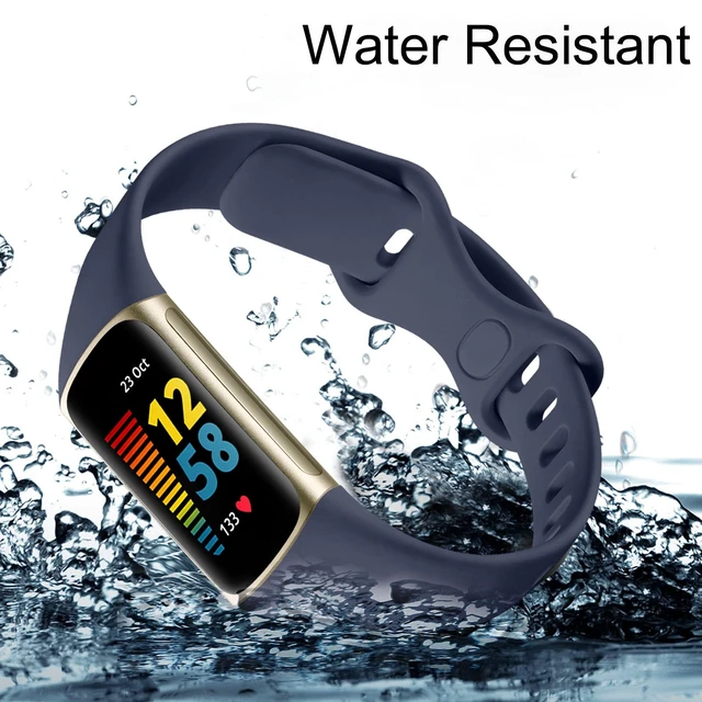 Alt view image 6 of 7 - 4 Pack Slim Band Compatible with Fitbit Charge 5/6 Bands Women Men Soft Silicone Strap, Sport Replacement Wristbands for Fitbit Charge 5/Charge 6 Fitness Tracker, Black/Slate/Navy Blue/Gray