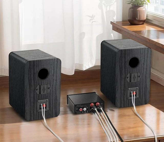 Alt view image 4 of 6 - Passive Bookshelf Speakers,4, Needs Amplifier to Operate for Desktop Stereo or Home Theater Surround Sound,Wall Mountable,Include 20 Gauge Speaker Wire Cable(OFC)