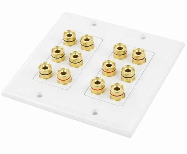 Alt view image 4 of 7 - 6 Speaker Wall Plate with Gold Plated Binding Posts