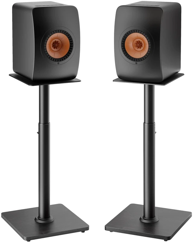 Main image of 22-32 Speaker Stand Pair for Surround Sound,Holds 55 LBS,Wooden Base Cable Management, 11.8 inch Square Base, 9*10-inch Metal Top Panel, Two Feet Avaliable, Height Adjustable from 22" to 32"