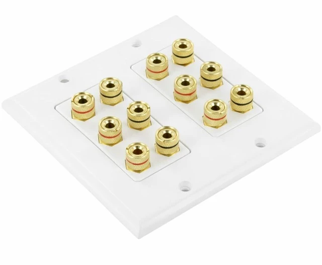 Alt view image 5 of 7 - 6 Speaker Wall Plate with Gold Plated Binding Posts