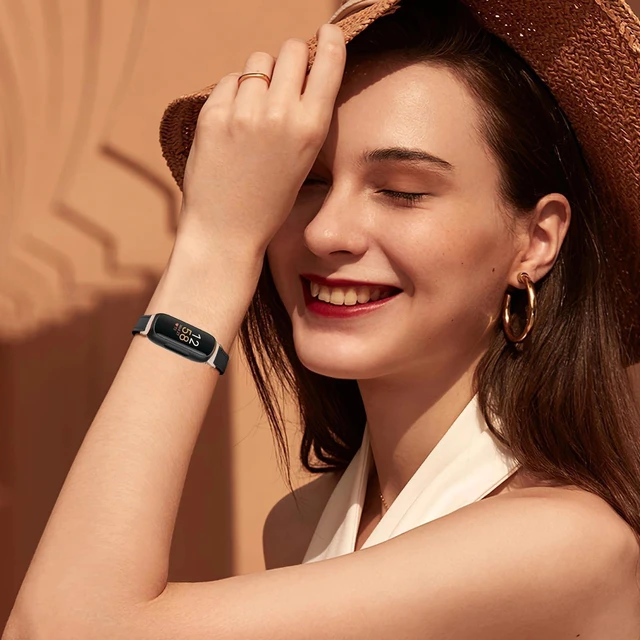 Alt view image 2 of 6 - Slim Leather Band,Black/Rose Gold,For Fitbit Inspire 2/1 Compatible with Fitbit Inspire 3,Women,Top Grain Genuine Leather,Strap,Thin,Wristband,for Fitbit Inspire 2 1