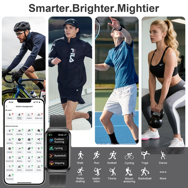 Alt view image 3 of 7 - Smart Watches for Women Men,Activity Tracker with 3 Bands,7 Days Battery,Step Counter/Calories/HR/Sleep,25+ Sport,IP68 Smart Pedometer Watch for Android&iOS (Black+Mesh)