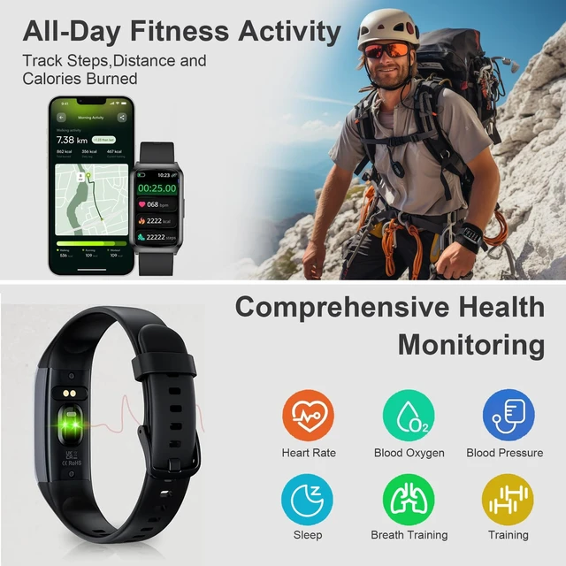 Alt view image 5 of 7 - Smart Watches for Women Men,Activity Tracker with 3 Bands,7 Days Battery,Step Counter/Calories/HR/Sleep,25+ Sport,IP68 Smart Pedometer Watch for Android&iOS (Black+Mesh)