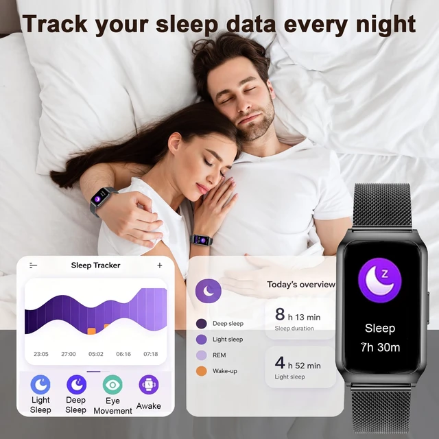 Alt view image 6 of 7 - Smart Watches for Women Men,Activity Tracker with 3 Bands,7 Days Battery,Step Counter/Calories/HR/Sleep,25+ Sport,IP68 Smart Pedometer Watch for Android&iOS (Black+Mesh)