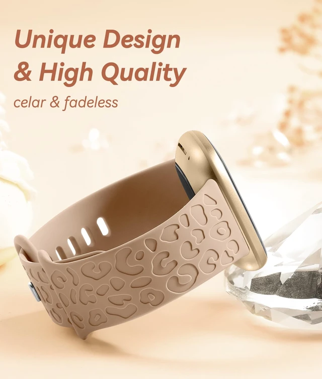 Alt view image 2 of 7 - Leopard Bands Compatible with Fitbit Versa 4/Sense 2/Sense/Versa 3 Cute Fancy Bands Compatible with Fitbit Versa 4 Bands for Women, Waterproof Replacement Strap for Sense 2/Sense/Versa 3 Bands