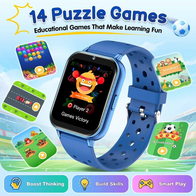 Alt view image 6 of 7 - Smart Watch for Kids, 1.83" Fitness Tracker with Heart Rate, Sleep Tracking, IP68 Waterproof, AI Voice, Calling, Camera, Games, Dual Bands, Gift for Girls and Boys Ages 5-16