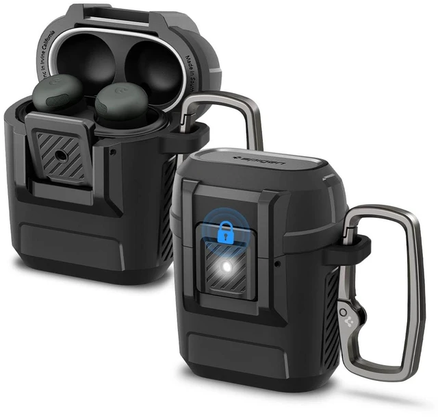 Main image of Lock Fit Designed for Pixel Buds Pro 2 & 1 (2024/2022) with Lock Secure Locking Clip, TPU & PC Dual-Layer, Drop Protection, Included Carabiner - Matte Black
