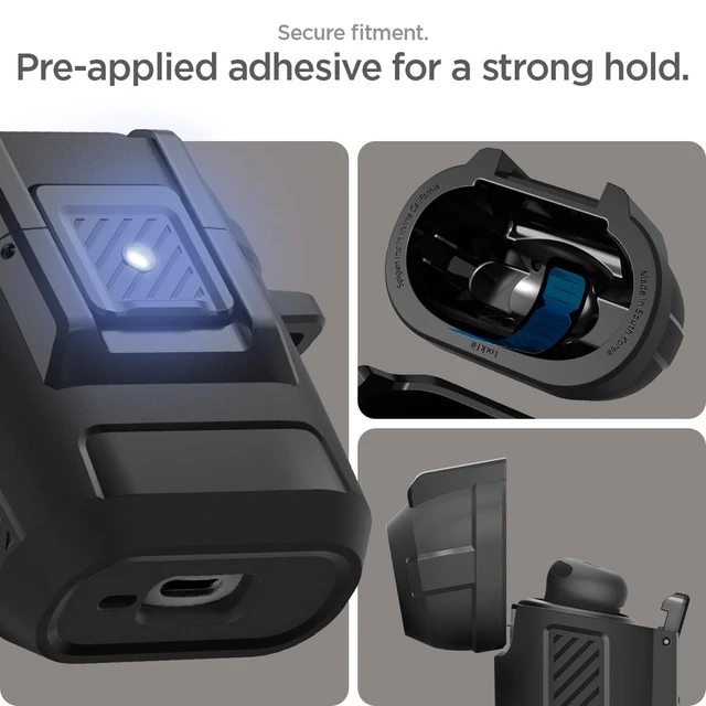 Alt view image 6 of 7 - Lock Fit Designed for Pixel Buds Pro 2 & 1 (2024/2022) with Lock Secure Locking Clip, TPU & PC Dual-Layer, Drop Protection, Included Carabiner - Matte Black