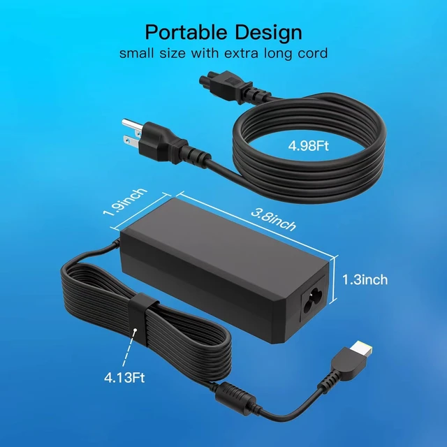 Alt view image 5 of 6 - 65W Laptop Charger Replacement for Lenovo Laptop Thinkpad Computer AC Power Adapter - Square Yellow Tip