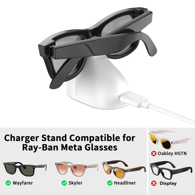 Alt view image 2 of 6 - Charger Stand Compatible with RayBan Meta Smart Glasses, Portable Charging Dock for Wayfarer, Headliner & Skyler Gen 1 with 59" USB-C Cable (Not for Oakley HSTN & Display)