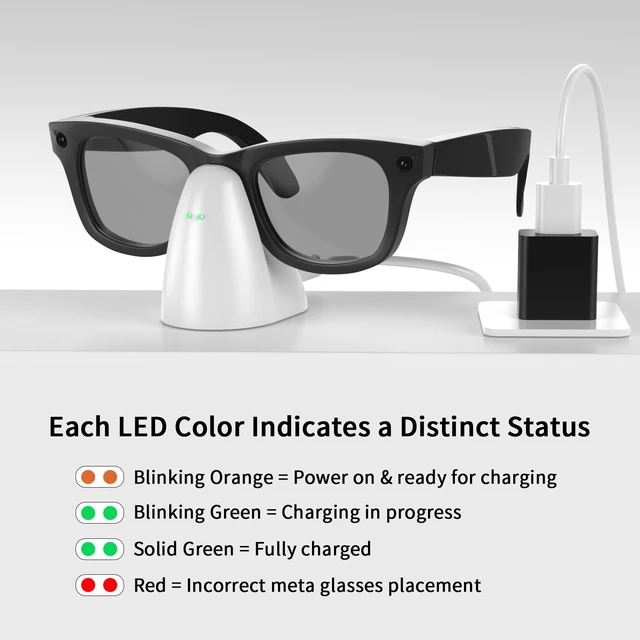 Alt view image 3 of 6 - Charger Stand Compatible with RayBan Meta Smart Glasses, Portable Charging Dock for Wayfarer, Headliner & Skyler Gen 1 with 59" USB-C Cable (Not for Oakley HSTN & Display)