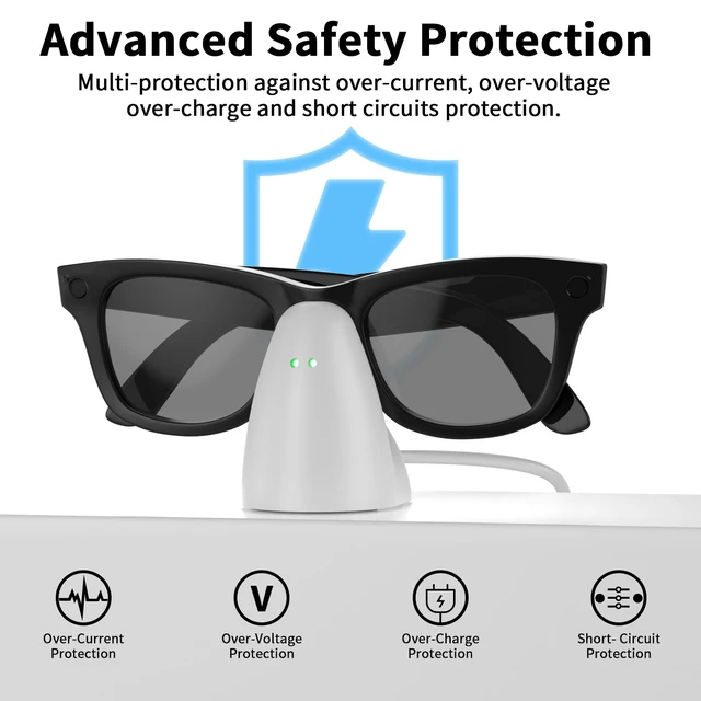 Alt view image 4 of 6 - Charger Stand Compatible with RayBan Meta Smart Glasses, Portable Charging Dock for Wayfarer, Headliner & Skyler Gen 1 with 59" USB-C Cable (Not for Oakley HSTN & Display)