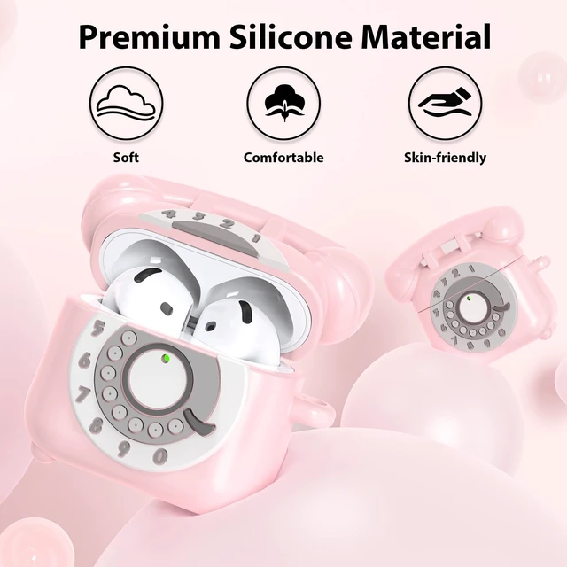 Alt view image 4 of 7 - Compatible with AirPods 5/4 Case Cover (2026/2024), Cute Funny Telephone Design for Airpods 5th/4th Generation Case, Soft Silicone Shockproof Protective Case for AirPods 5/4 Gen