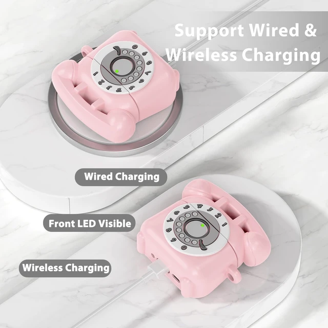 Alt view image 5 of 7 - Compatible with AirPods 5/4 Case Cover (2026/2024), Cute Funny Telephone Design for Airpods 5th/4th Generation Case, Soft Silicone Shockproof Protective Case for AirPods 5/4 Gen
