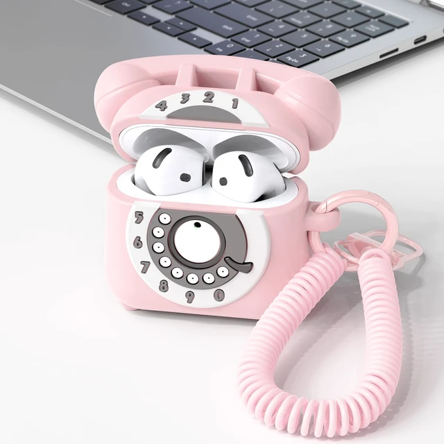 Alt view image 6 of 7 - Compatible with AirPods 5/4 Case Cover (2026/2024), Cute Funny Telephone Design for Airpods 5th/4th Generation Case, Soft Silicone Shockproof Protective Case for AirPods 5/4 Gen