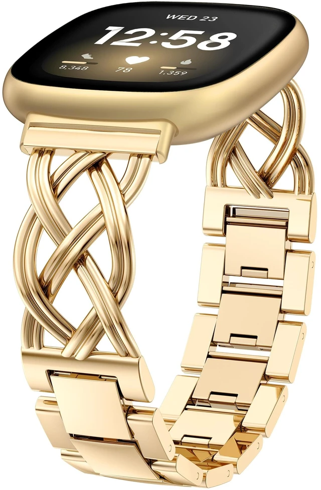 Main image of Metal Band Compatible with Fitbit Versa 4/Versa 3/Sense 2/Sense Bands Women, Celtic Stainless Steel Strap Dressy Bracelet Designer Pretty Wristband
