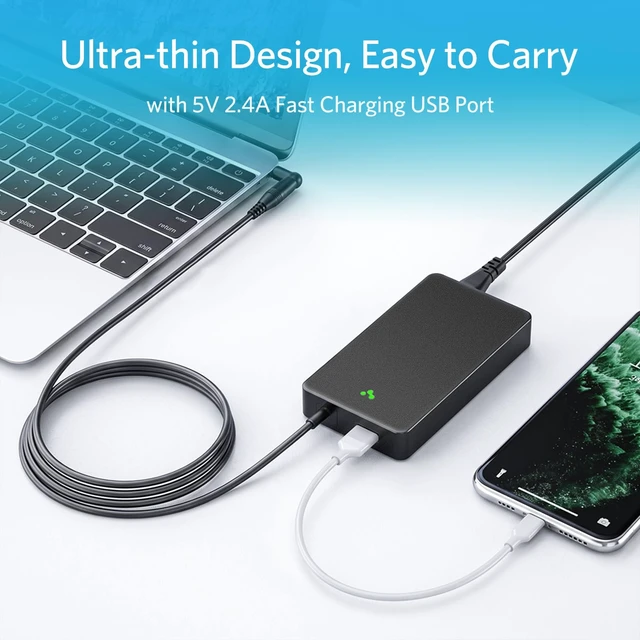 Alt view image 4 of 7 - 90W Universal Laptop Charger with Fast Charging USB Port &19 Tips Power Adapter Supply Cord for Hp Dell Toshiba IBM Lenovo Acer Asus Samsung Sony Fujitsu Gateway