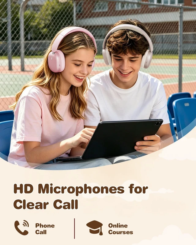 Alt view image 7 of 7 - Kids Headphones Wireless Bluetooth 5.4,Foldable Over Ear Headphones with 3.5mm Wired Mode,Safe Volume Limit,48H Playtime,Clear Calls,HD Sound for Toddlers/Children/School/Travel,Starlight
