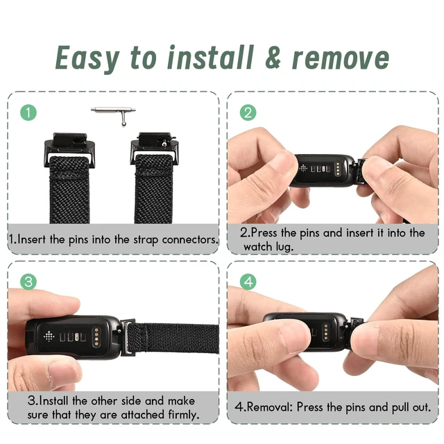 Alt view image 3 of 7 - 4 Pack Elastic Nylon Compatible with Fitbit Inspire 3 Band/Fitbit Inspire 2 Band, Adjustable Soft Stretchy Sport Strap Replacement Wristband for Inspire 3/2 Women Men
