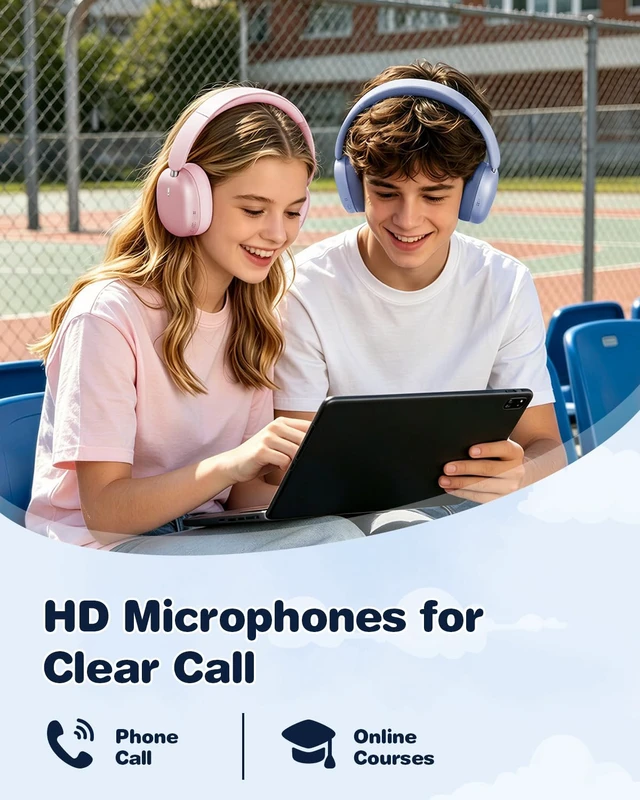 Alt view image 7 of 7 - Kids Headphones Wireless Bluetooth 5.4,Foldable Over Ear Headphones with 3.5mm Wired Mode,Safe Volume Limit,48H Playtime,Clear Calls,HD Sound for Toddlers/Children/School/Travel,Blue
