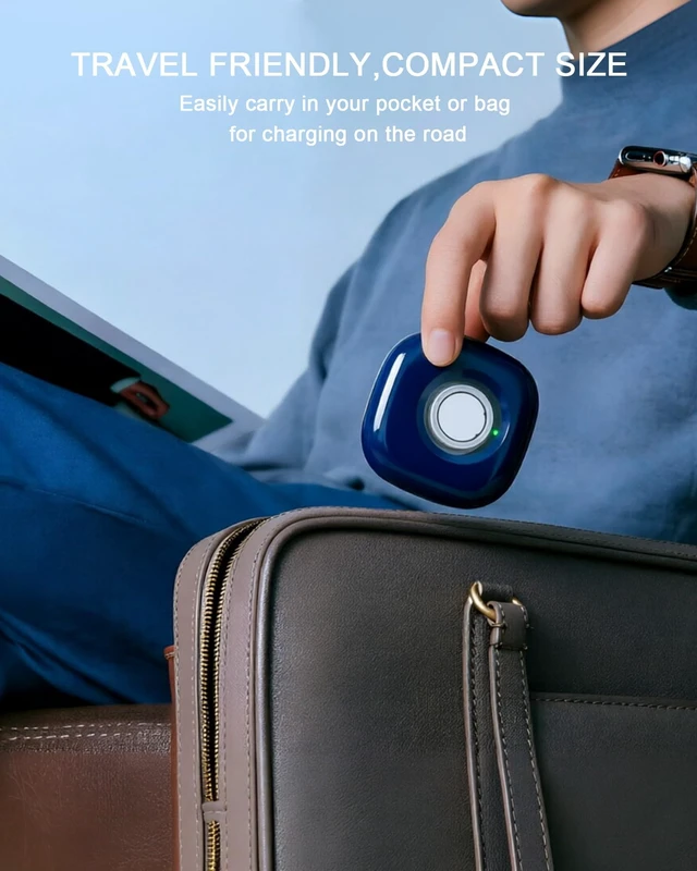 Alt view image 4 of 7 - Portable Charging Case for Oura Ring Gen 4/5 Dock, 10 Charges, Blue Pocket-Sized Travel Holder Case (Sizes 615), 1-Hour USB-C Recharge, Clear LED Window, Magnetic Snap-Lock Dock Excluded