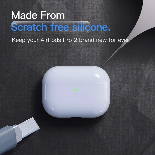 Alt view image 4 of 6 - Case for AirPods Pro 2 Never-Sretch-Out Shock-Proof Protective Semi Hard Silicone Case Compatible with Apple Airpods Pro 2nd Generation (Ice Blue)