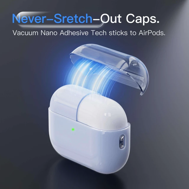 Alt view image 3 of 6 - Case for AirPods Pro 2 Never-Sretch-Out Shock-Proof Protective Semi Hard Silicone Case Compatible with Apple Airpods Pro 2nd Generation (Ice Blue)