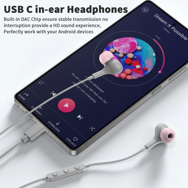 Alt view image 3 of 7 - USB C Headphones Wired Earbuds for iPhone 18Pro Max 17 16 15,Grey for Samsung S26 S25 Ultra S24 Wired Headphones,Corded USB Type C Earphone with Microphone&Remote for iPad 10 11th Pixel 10a 9