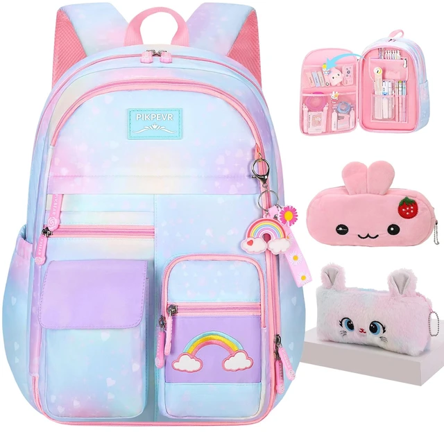 Main image of Girls Rainbow School Backpack for Elementary,Kids Kawaii Bookbag Kids school backpack,For primary schoolbag,with pencil case