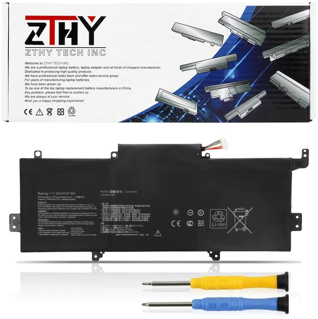 Main image of C31N1602 Laptop Battery Replacement for Asus ZenBook U3000U UX330 UX330U UX330UA UX330UAK UX330UA-1A UX330UA-1B UX330UA-1C UX330UA-FB018R FB161T Series C31N16O2 0B200-02090000 11.55V 57Wh