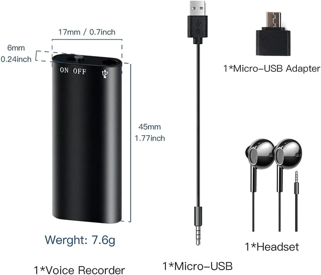 Alt view image 2 of 7 - Mini Voice Recorder - Voice Activated Recorder with Intelligent Triple Noise Reduction, 800 Hours Recording Device,an Audio Recording Tool Suitable for Interviews, Study and Meetings (64GB)